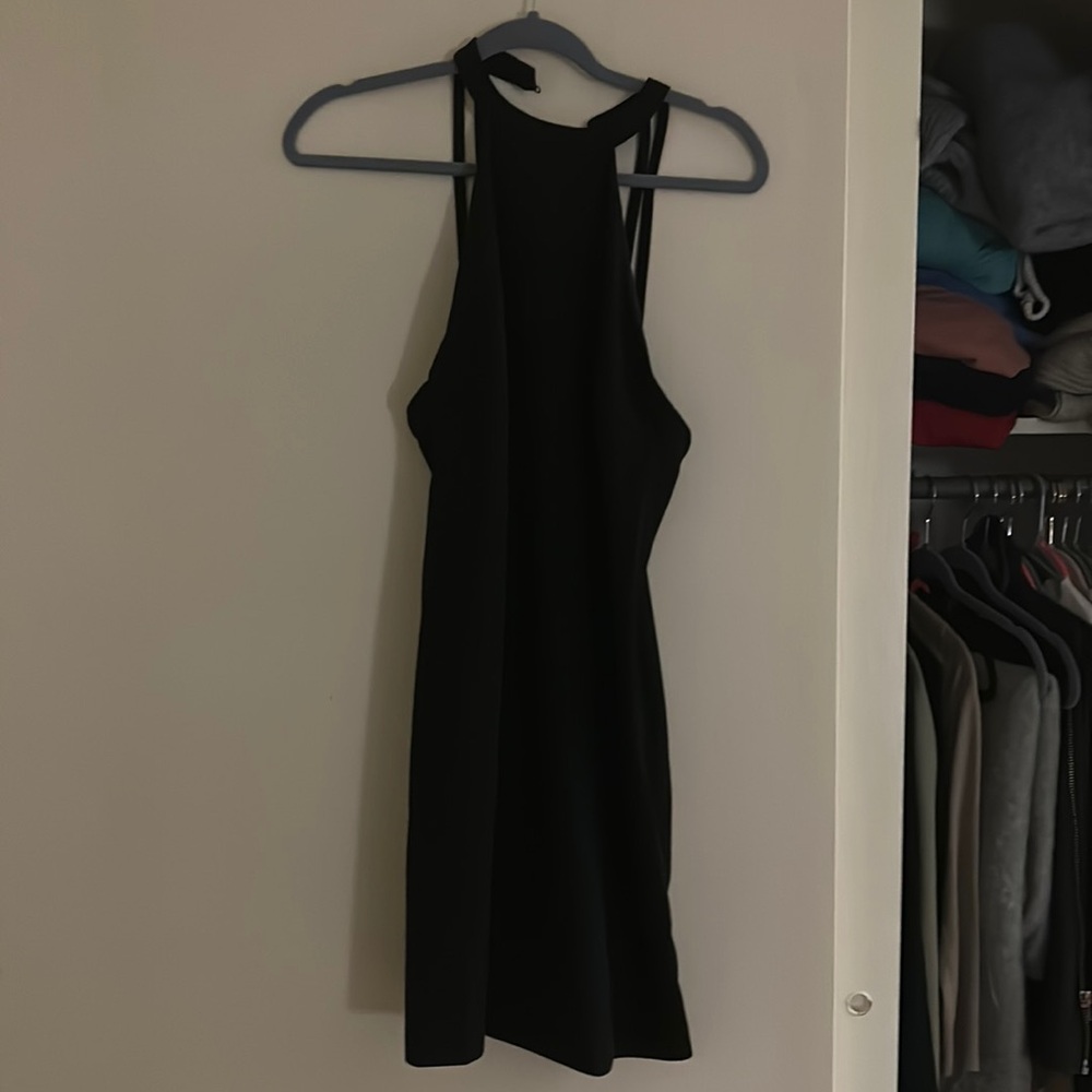 ZARA BLACK HIGH NECK STRAPPY OPEN BACK MINI DRESS